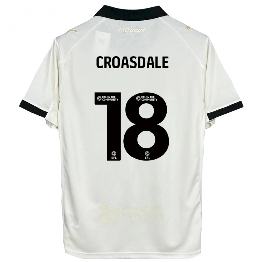נשים כדורגל ראיין קרואסדייל #18 לבן פנינה שחור ג'רזי ביתית 2025/26