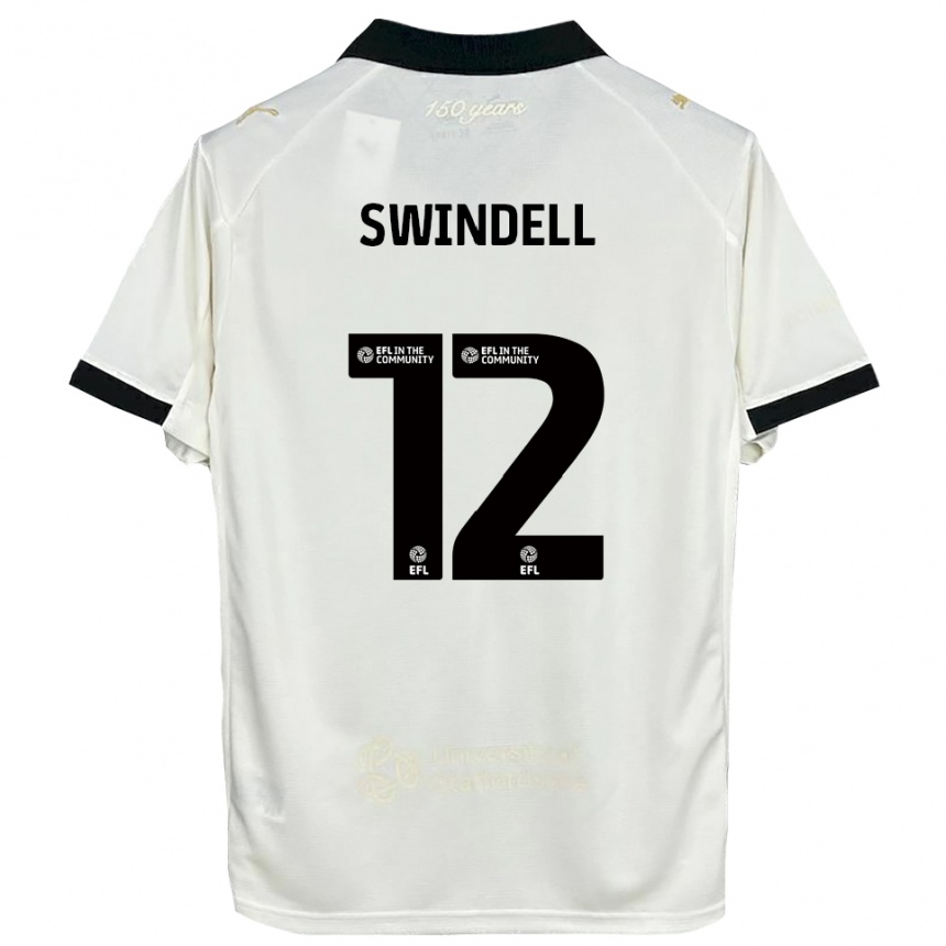 נשים כדורגל Chloe Swindell #12 לבן פנינה שחור ג'רזי ביתית 2025/26