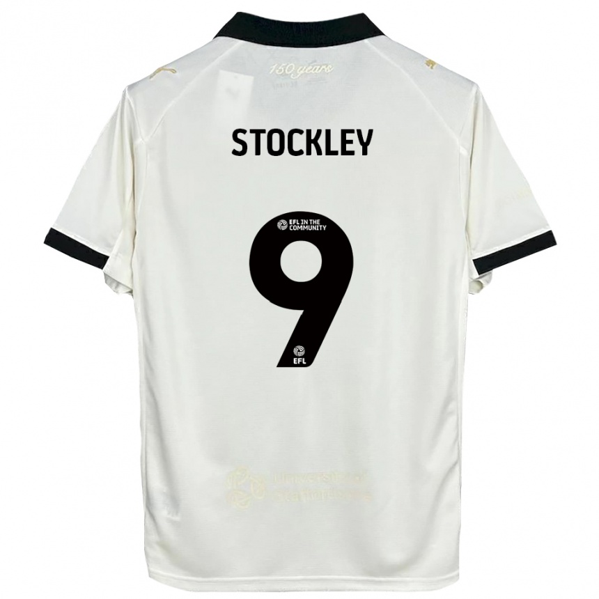 נשים כדורגל ג'יידן סטוקלי #9 לבן פנינה שחור ג'רזי ביתית 2025/26