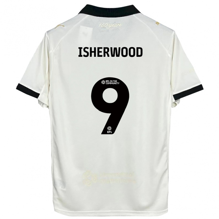 נשים כדורגל Macy Isherwood #9 לבן פנינה שחור ג'רזי ביתית 2025/26