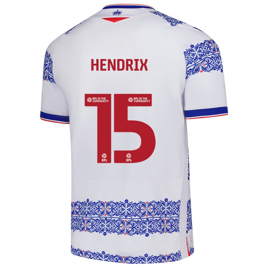 נשים כדורגל ברוק הנדריקס #15 לבן כחול ג'רזי ביתית 2025/26