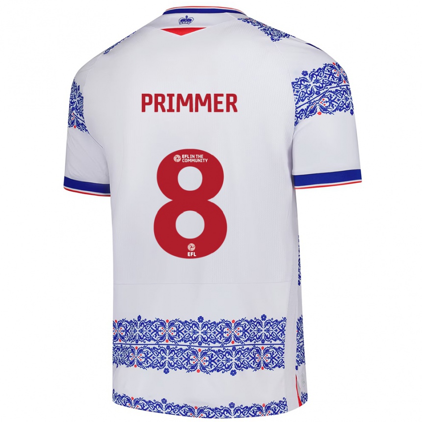 נשים כדורגל טיה פרימר #8 לבן כחול ג'רזי ביתית 2025/26