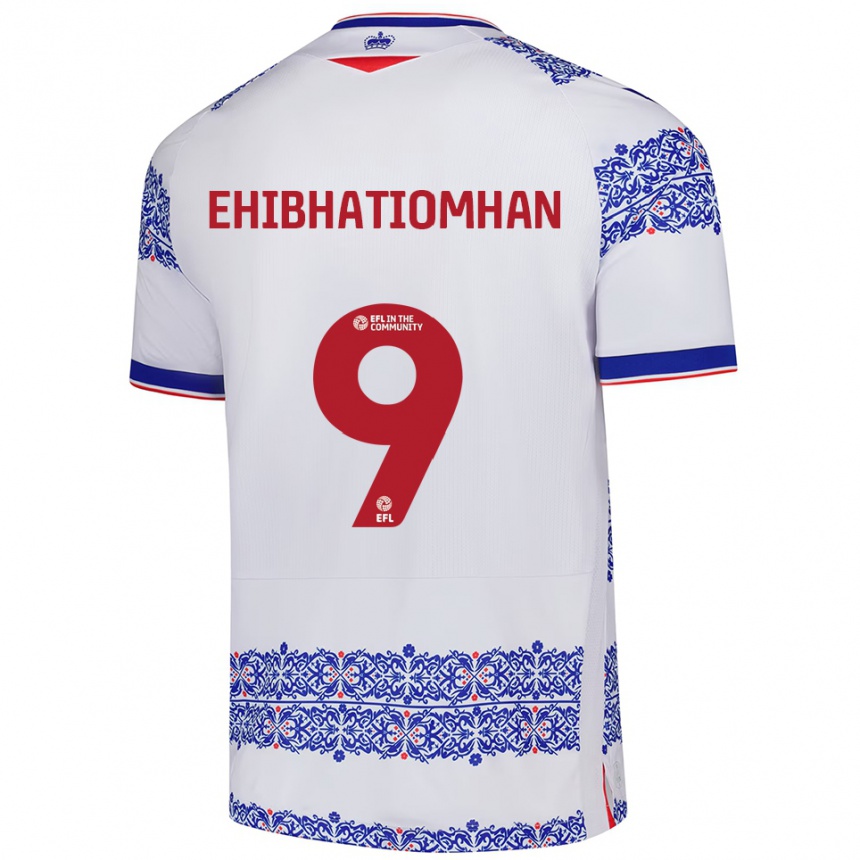 נשים כדורגל Kelvin Ehibhatiomhan #9 לבן כחול ג'רזי ביתית 2025/26