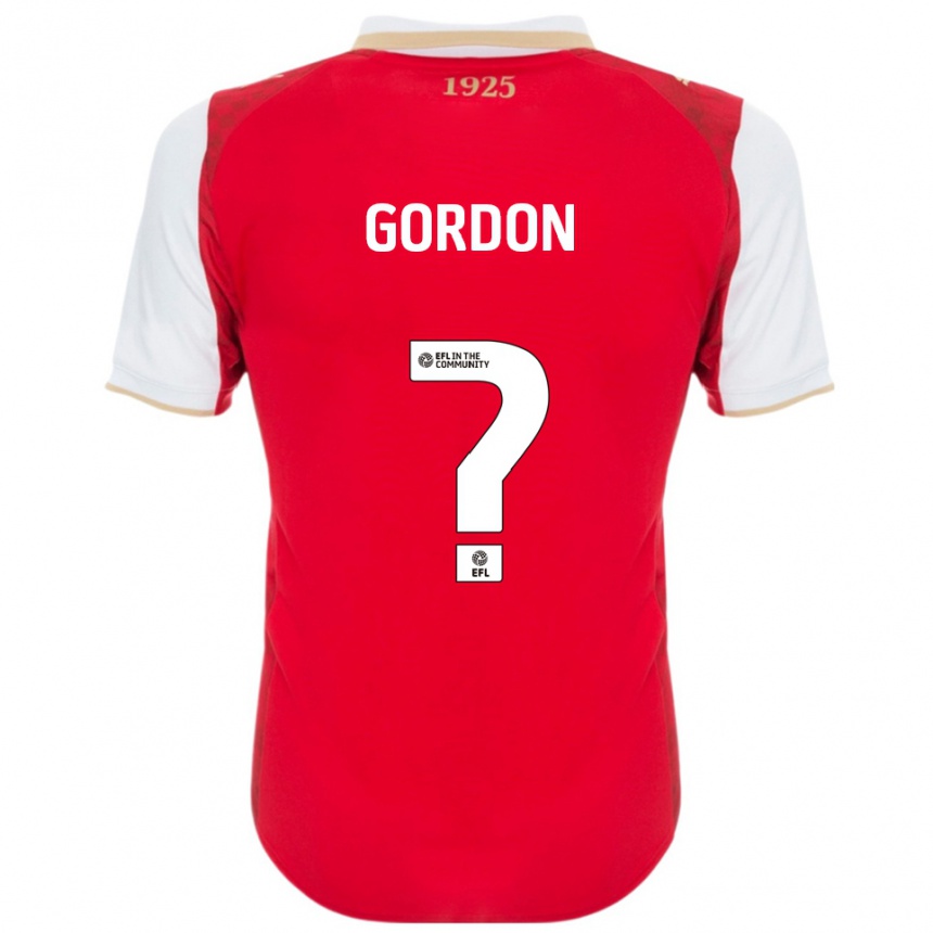 נשים כדורגל Owain Gordon #0 אדום לבן ג'רזי ביתית 2025/26