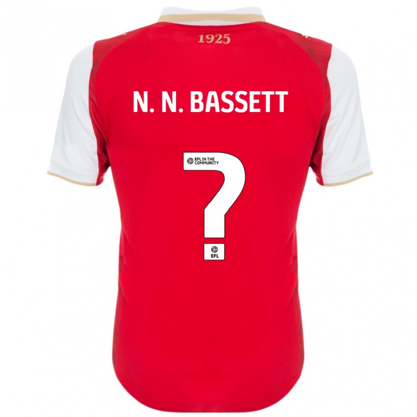 נשים כדורגל Bassett #0 אדום לבן ג'רזי ביתית 2025/26