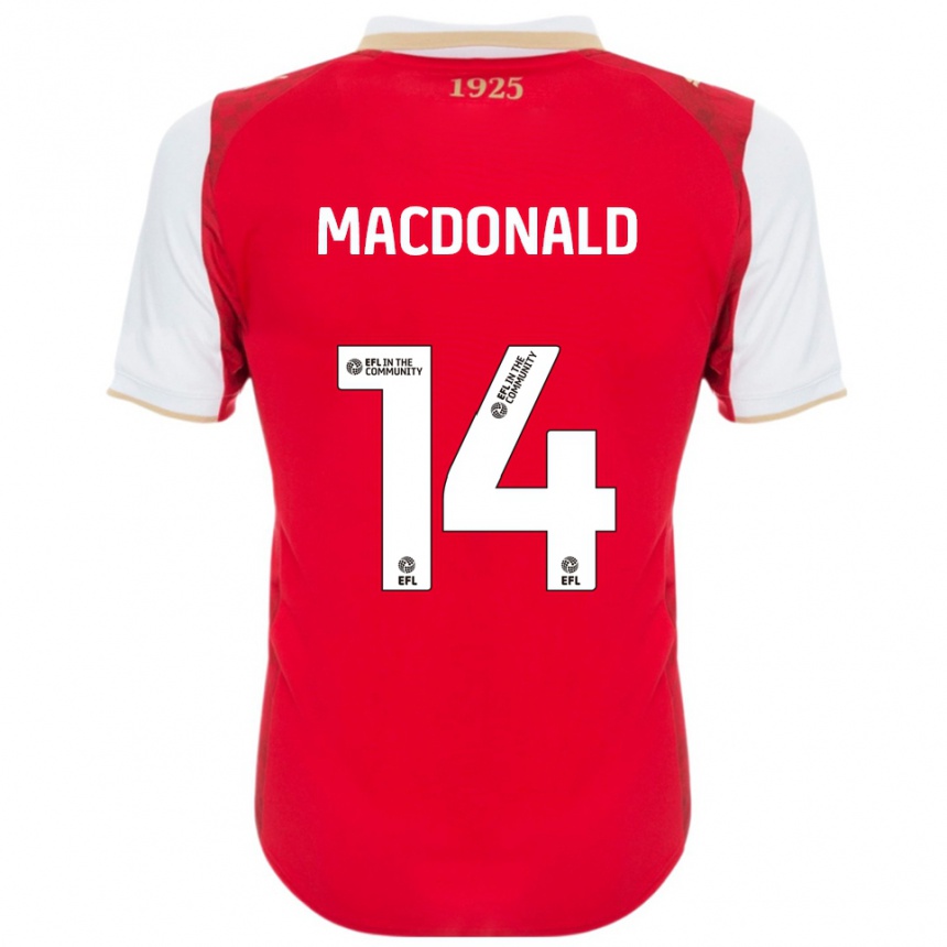 נשים כדורגל אלכס מקדונלד #14 אדום לבן ג'רזי ביתית 2025/26