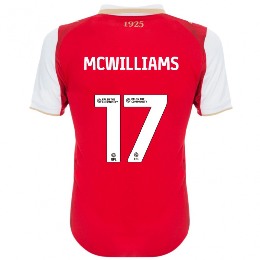 נשים כדורגל שון מקוויליאמס #17 אדום לבן ג'רזי ביתית 2025/26