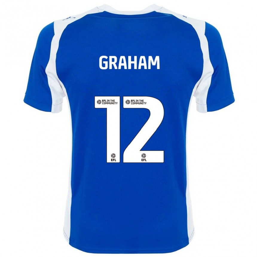 נשים כדורגל Leo Graham #12 כחול לבן ג'רזי ביתית 2025/26 נשים כדורגל Leo Graham #12 כחול לבן ג'רזי ביתית 2025/26
