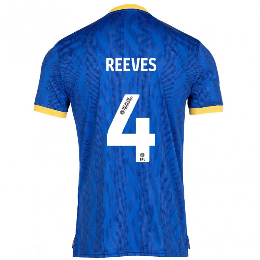 נשים כדורגל ג'ייק ריבס #4 כחול נייבי צהוב ג'רזי ביתית 2025/26