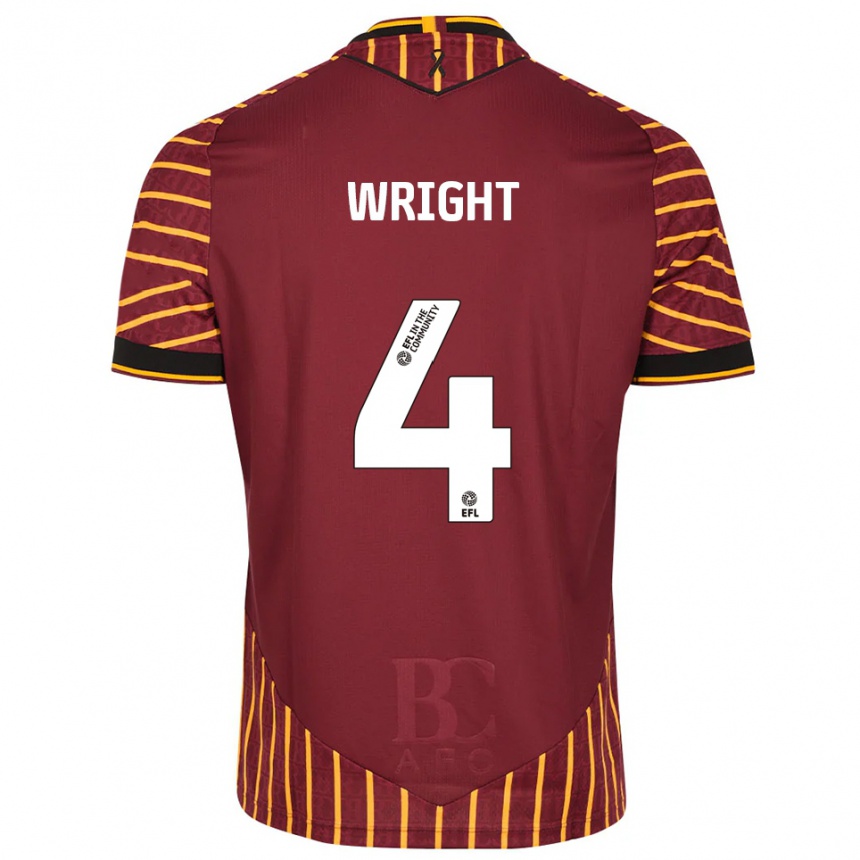 נשים כדורגל Joe Wright #4 כתום בורדו ג'רזי ביתית 2025/26