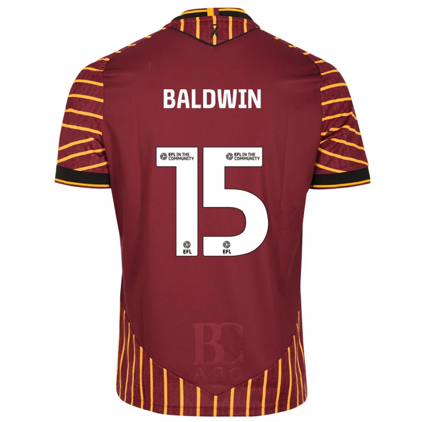 נשים כדורגל אדן בולדווין #15 כתום בורדו ג'רזי ביתית 2025/26