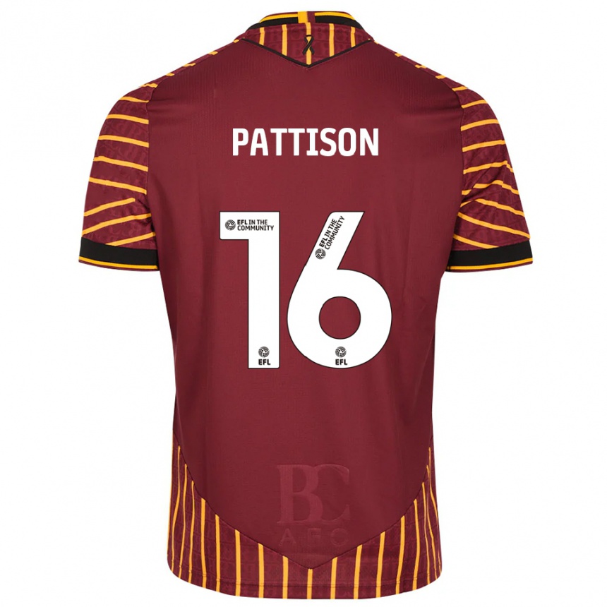 נשים כדורגל אלכס פטיסון #16 כתום בורדו ג'רזי ביתית 2025/26