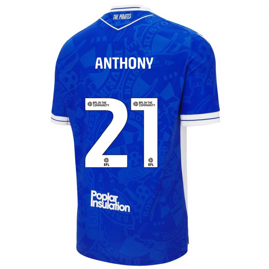 נשים כדורגל מיקה אנתוני #21 כחול לבן ג'רזי ביתית 2025/26