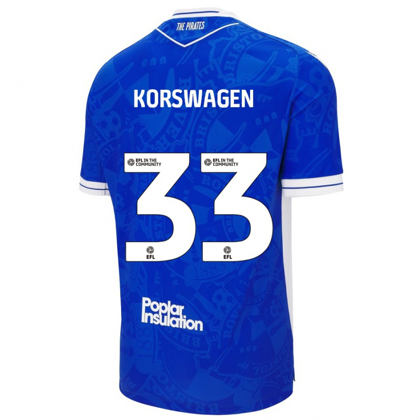 נשים כדורגל Mattijis Korswagen #33 כחול לבן ג'רזי ביתית 2025/26