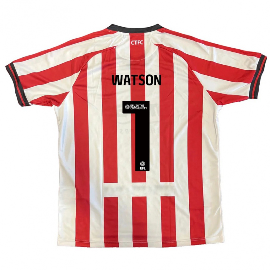 נשים כדורגל Aimee Watson #1 אדום לבן שחור ג'רזי ביתית 2025/26