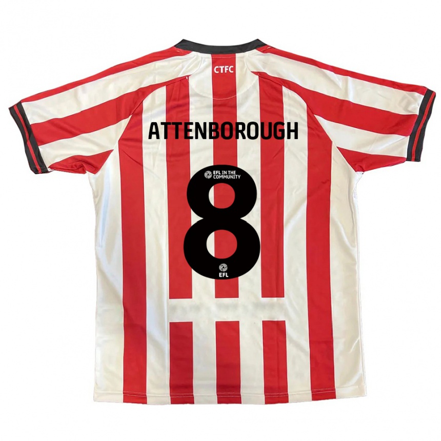 נשים כדורגל מייגן מארי אטנבורו #8 אדום לבן שחור ג'רזי ביתית 2025/26