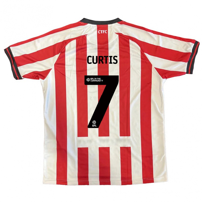 נשים כדורגל Amelie Curtis #7 אדום לבן שחור ג'רזי ביתית 2025/26