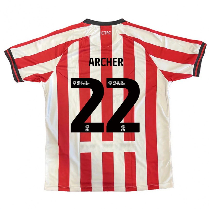 נשים כדורגל אטון ארצ׳ר #22 אדום לבן שחור ג'רזי ביתית 2025/26