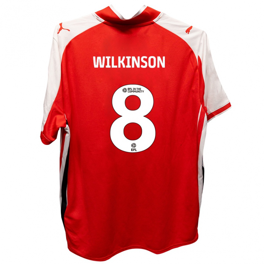 נשים כדורגל ריילי וילקינסון #8 אדום לבן ג'רזי ביתית 2025/26