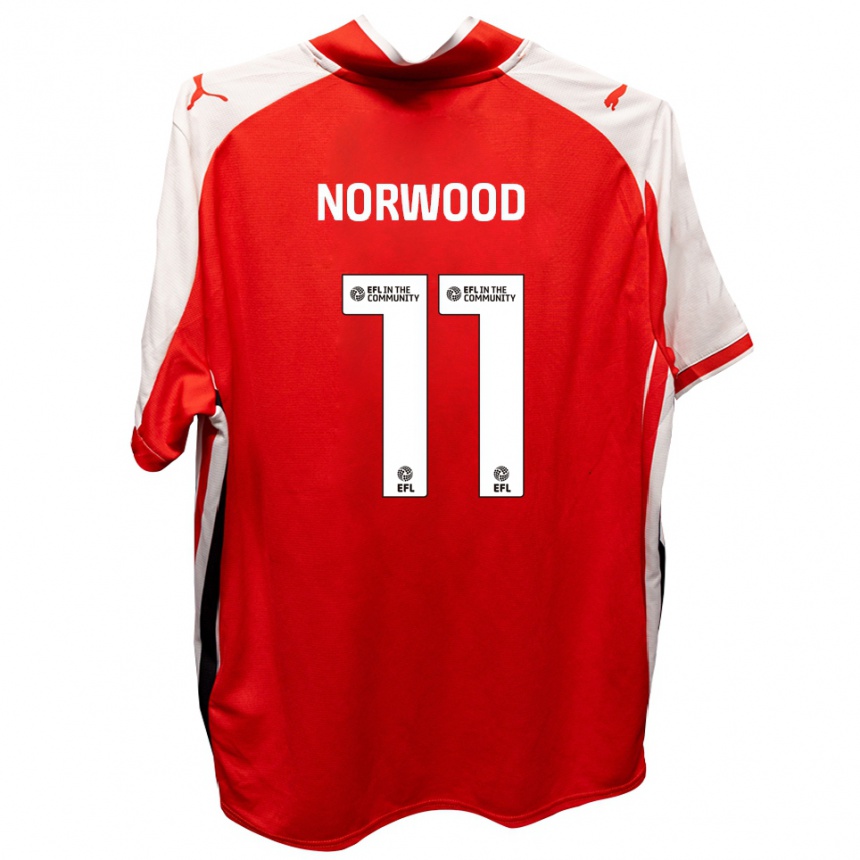 נשים כדורגל יימס נורווד #11 אדום לבן ג'רזי ביתית 2025/26