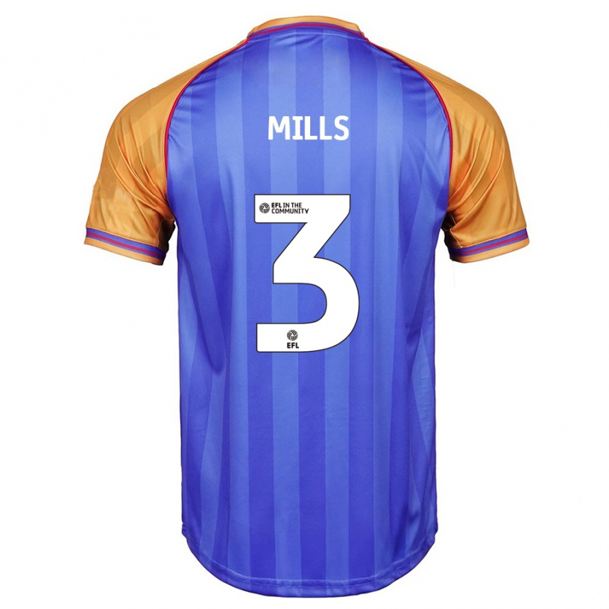 נשים כדורגל Kiera Mills #3 כחול כתום ג'רזי ביתית 2025/26