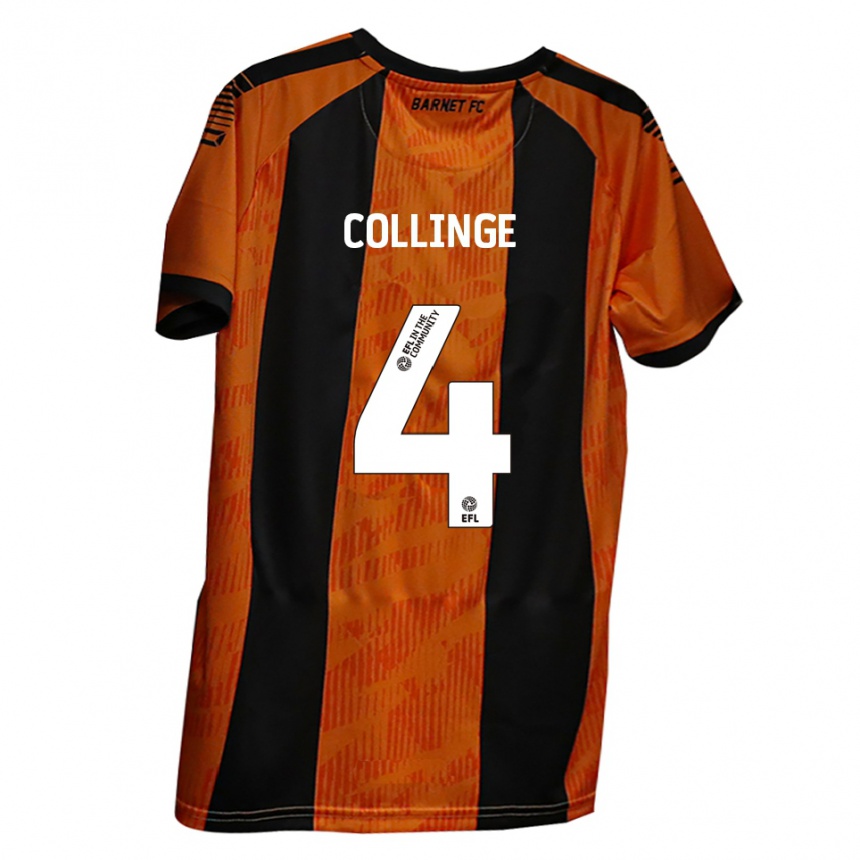 נשים כדורגל דני קולינג' #4 כתום שחור ג'רזי ביתית 2025/26