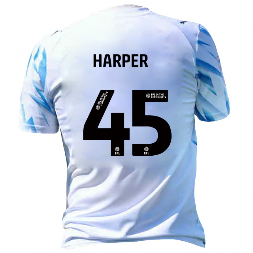 נשים כדורגל Rekeem Harper #45 לבן תכלת ג'רזי ביתית 2025/26