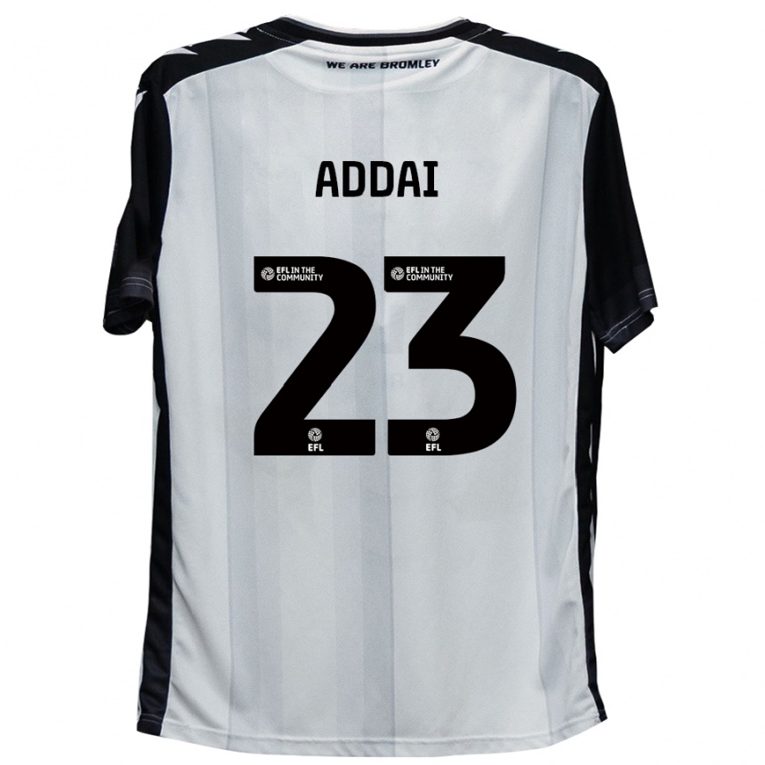 נשים כדורגל Dillon Addai #23 לבן שחור ג'רזי ביתית 2025/26