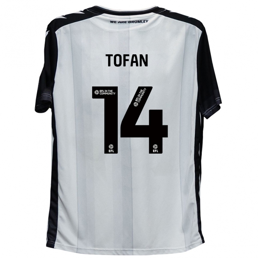 נשים כדורגל רוברט טופאן #14 לבן שחור ג'רזי ביתית 2025/26