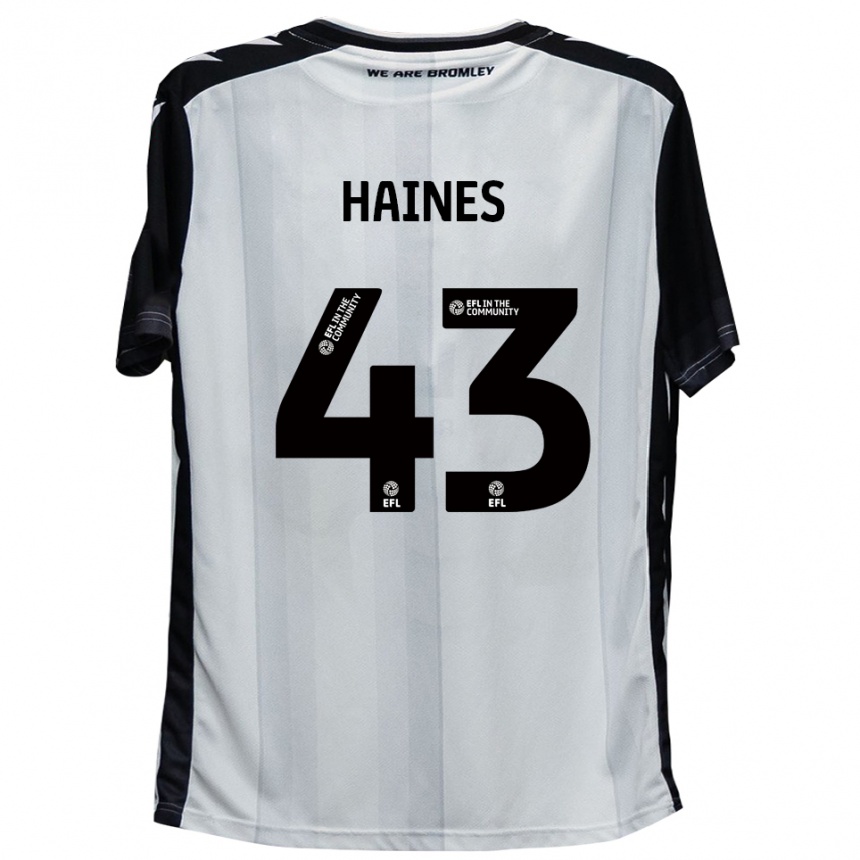 נשים כדורגל Harry Haines #43 לבן שחור ג'רזי ביתית 2025/26