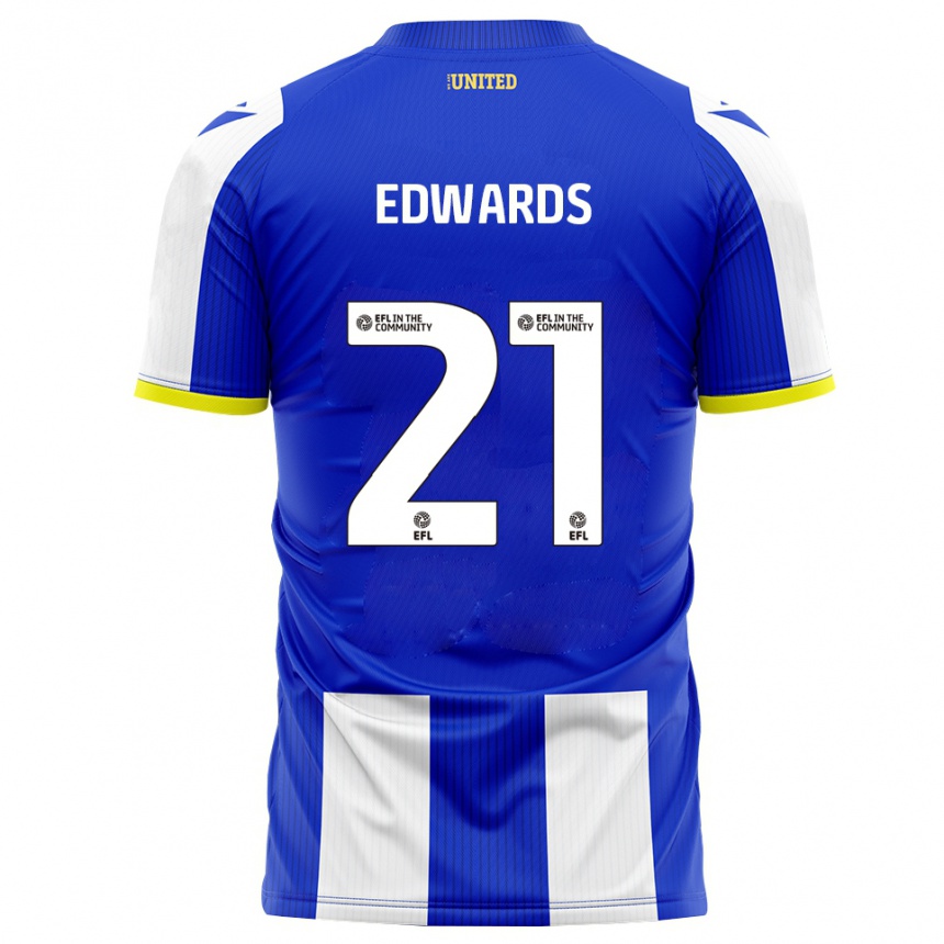 נשים כדורגל אוורה אדוארדס #21 כחול לבן ג'רזי ביתית 2025/26