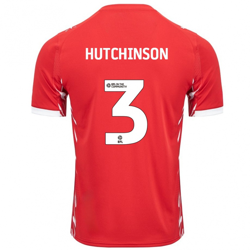 נשים כדורגל ריס האצ'ינסון #3 אדום לבן ג'רזי ביתית 2025/26