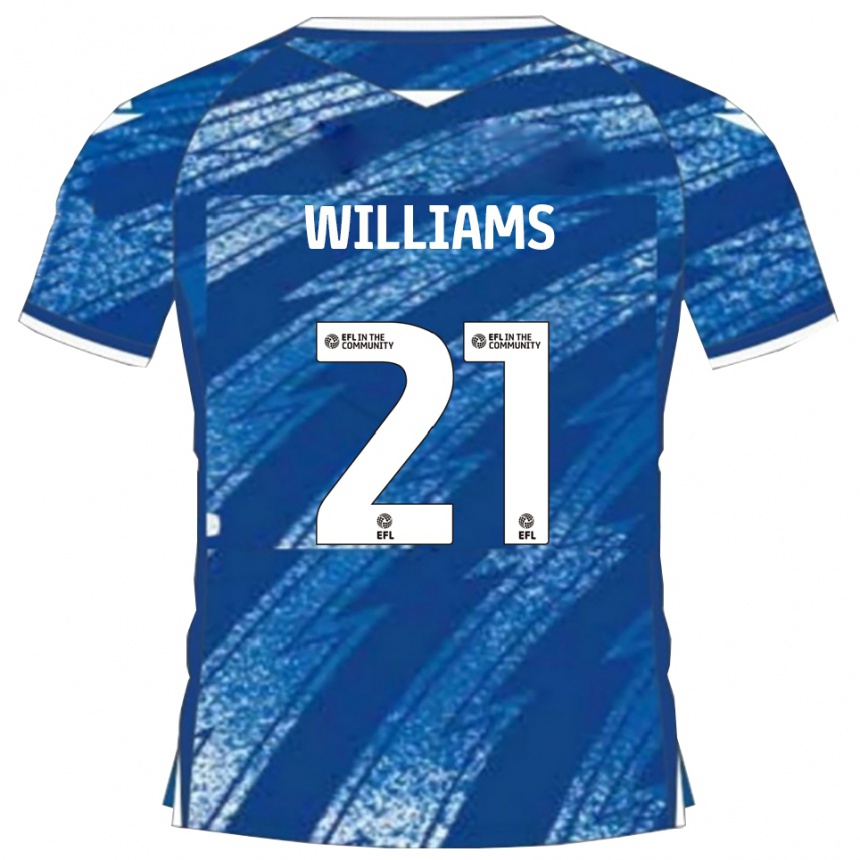 נשים כדורגל יואן וויליאמס #21 כחול לבן ג'רזי ביתית 2025/26