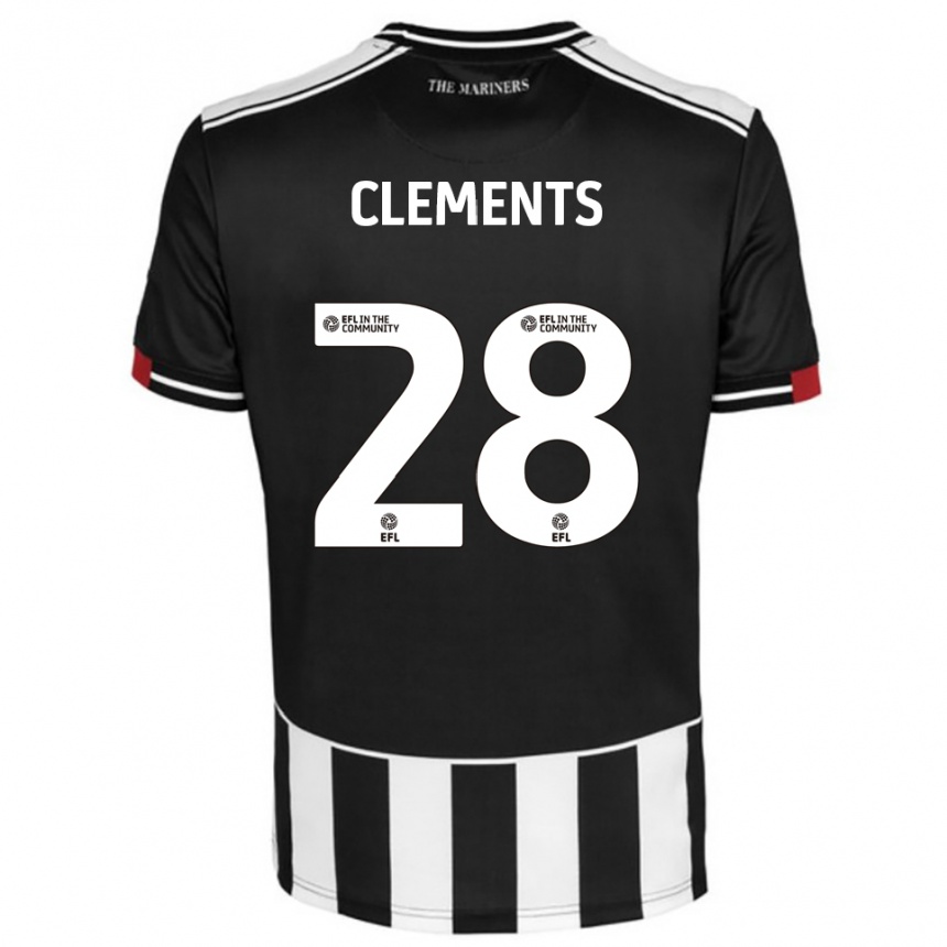 נשים כדורגל Charlie Clements #28 שחור לבן אדום ג'רזי ביתית 2025/26