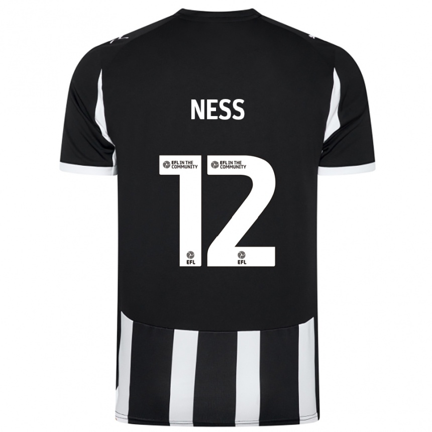 נשים כדורגל לוקאס נס #12 שחור לבן ג'רזי ביתית 2025/26