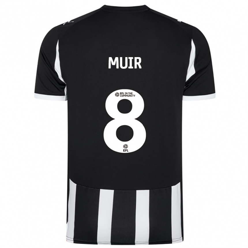 נשים כדורגל Kameron Muir #8 שחור לבן ג'רזי ביתית 2025/26