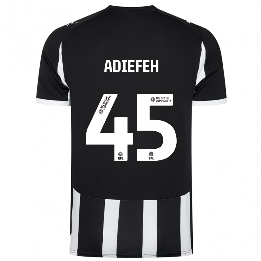 נשים כדורגל Daniel Adiefeh #45 שחור לבן ג'רזי ביתית 2025/26