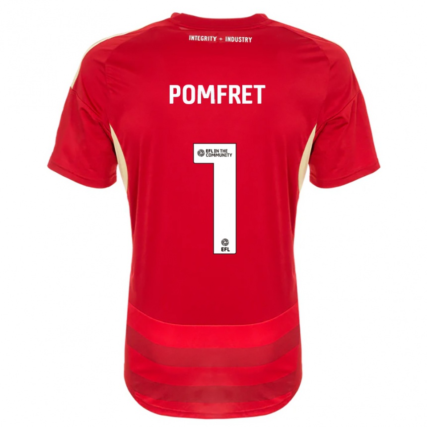 נשים כדורגל Grace Pomfret #1 אדום לבן ג'רזי ביתית 2025/26