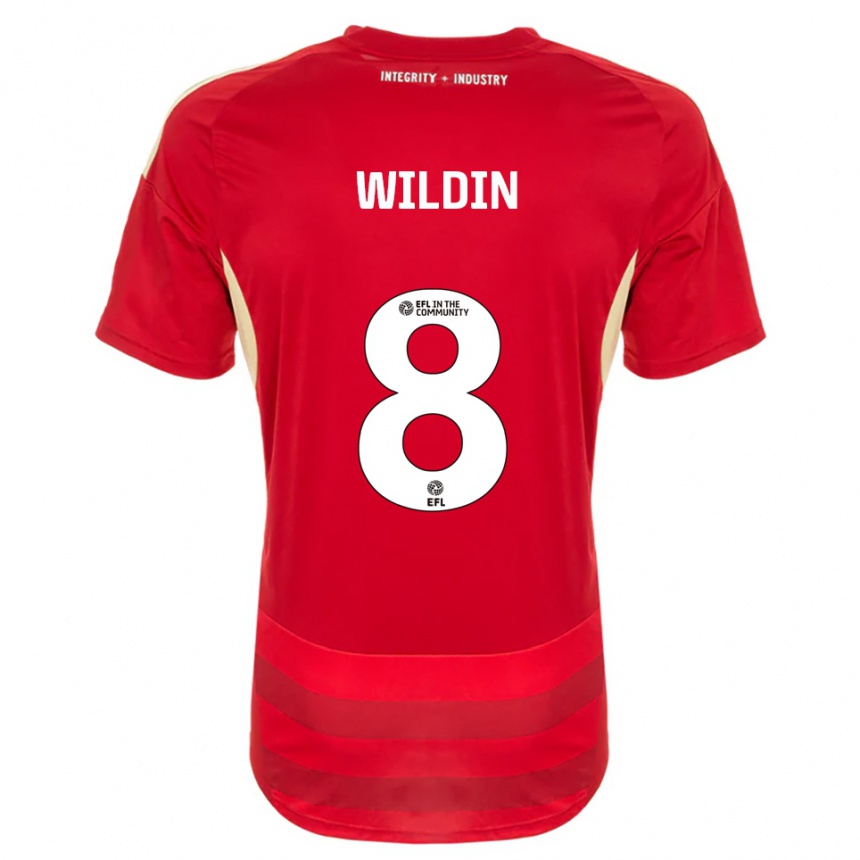 נשים כדורגל Mia Wildin #8 אדום לבן ג'רזי ביתית 2025/26