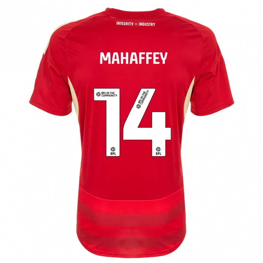 נשים כדורגל Caitlin Mahaffey #14 אדום לבן ג'רזי ביתית 2025/26