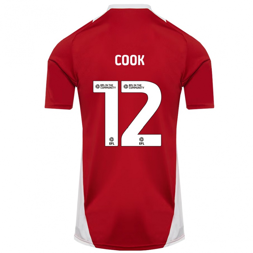 נשים כדורגל Izzy Cook #12 אדום לבן זהב ג'רזי ביתית 2025/26