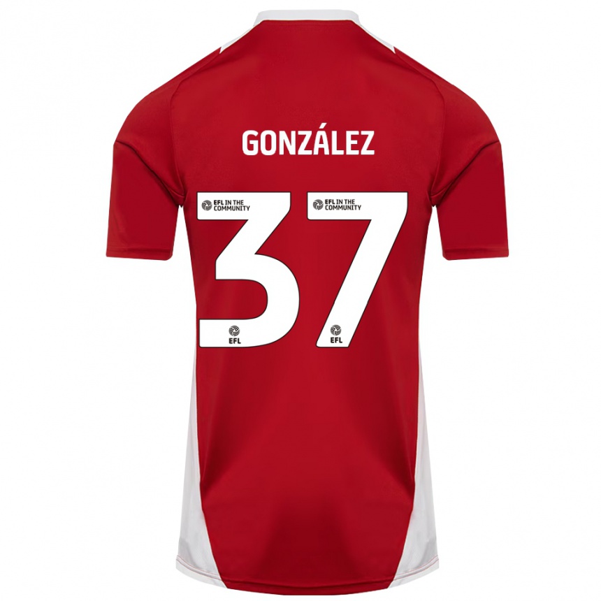 נשים כדורגל דני גונסאלס #37 אדום לבן זהב ג'רזי ביתית 2025/26