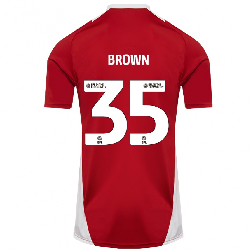 נשים כדורגל Jaxon Brown #35 אדום לבן זהב ג'רזי ביתית 2025/26