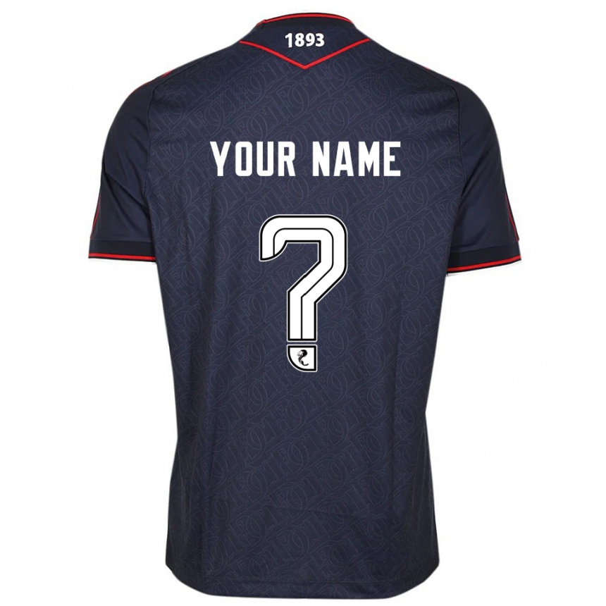 נשים כדורגל השם שלך #0 כחול נייבי לבן ג'רזי ביתית 2025/26