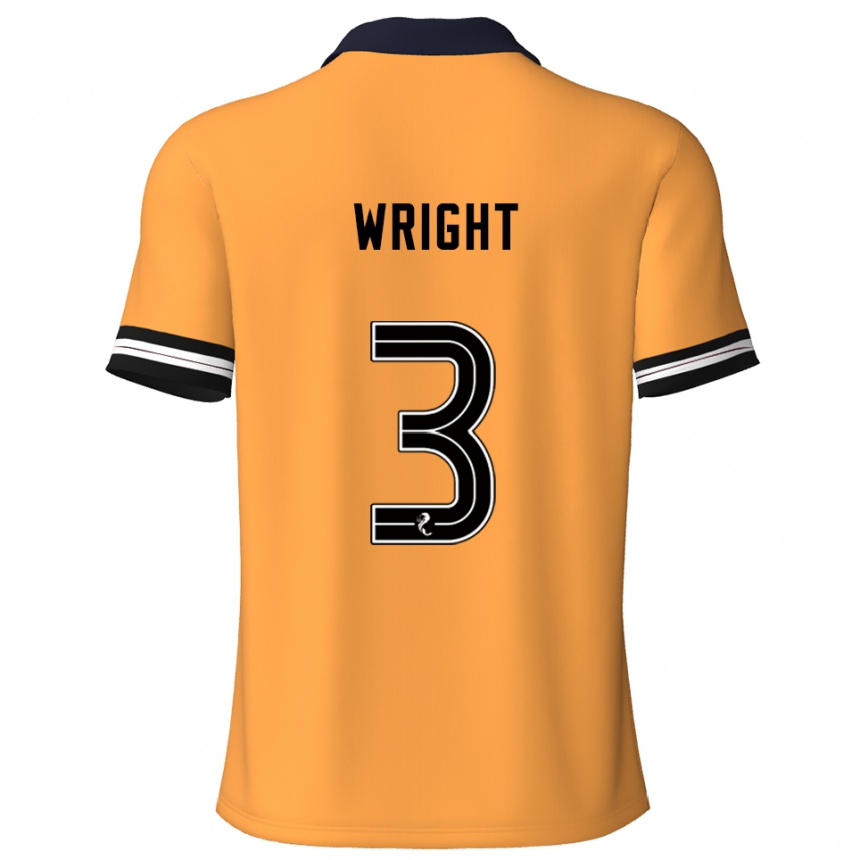 נשים כדורגל Duncan Wright #3 צהוב שחור ג'רזי ביתית 2025/26