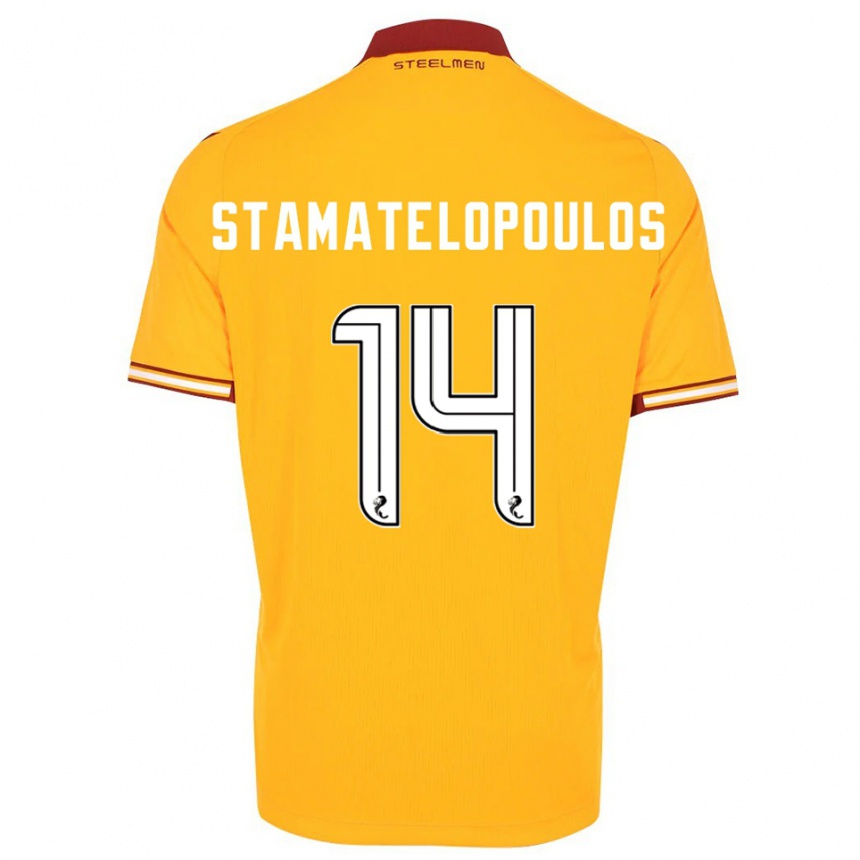 נשים כדורגל אפוסטולוס סטמטלופולוס #14 צהוב בורדו ג'רזי ביתית 2025/26