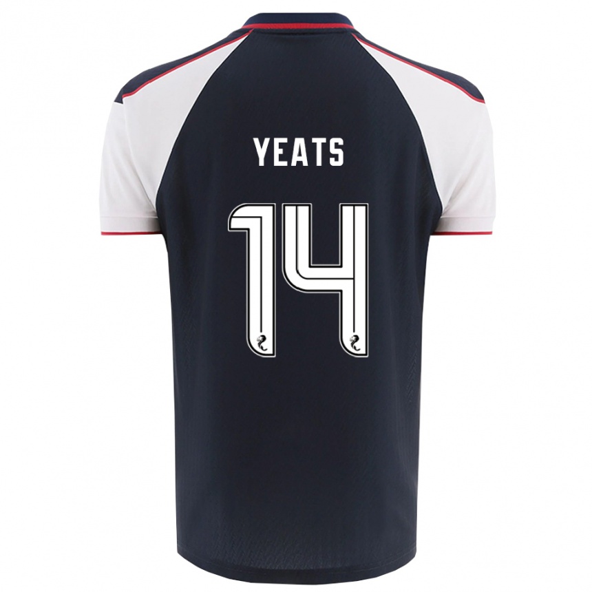 נשים כדורגל פין ייטס #14 כחול נייבי לבן ג'רזי ביתית 2025/26