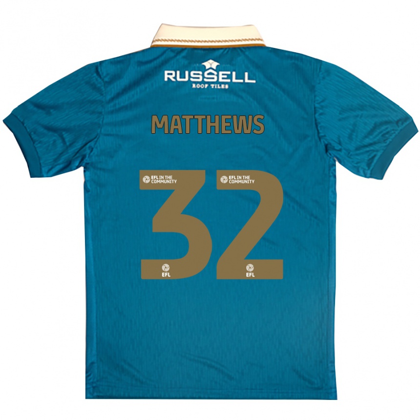 נשים כדורגל Daniel Matthews #32 תכלת לבן הרחק ג'רזי 2025/26