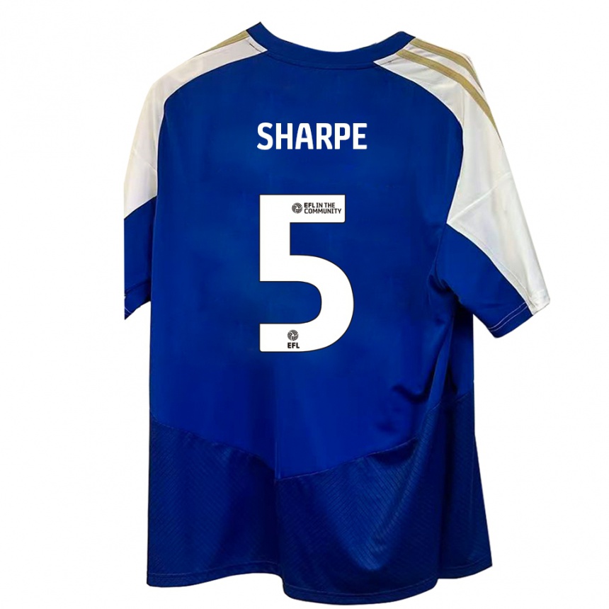 נשים כדורגל Manfy Sharpe #5 כחול לבן זהב הרחק ג'רזי 2025/26 נשים כדורגל Manfy Sharpe #5 כחול לבן זהב הרחק ג'רזי 2025/26