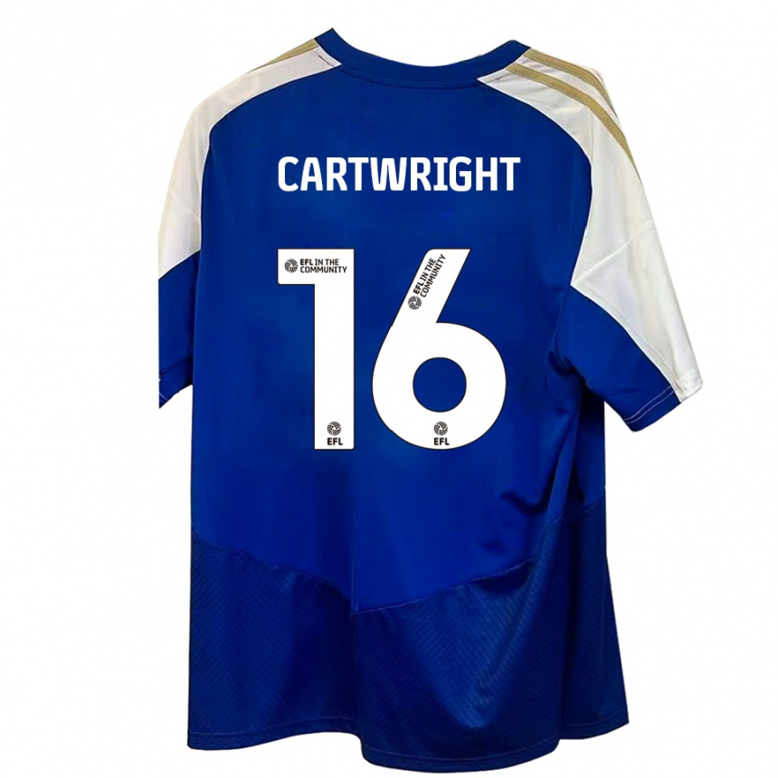 נשים כדורגל Liam Cartwright #16 כחול לבן זהב הרחק ג'רזי 2025/26
